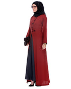 Maroon Abaya With Black Detailing