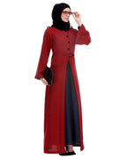 Maroon Abaya With Black Detailing