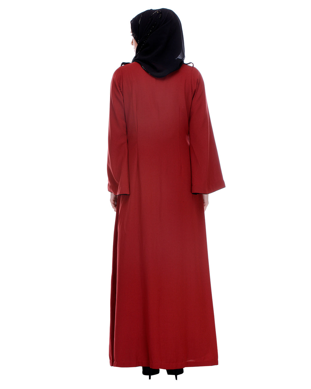 Maroon Abaya With Black Detailing