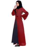 Maroon Abaya With Black Detailing