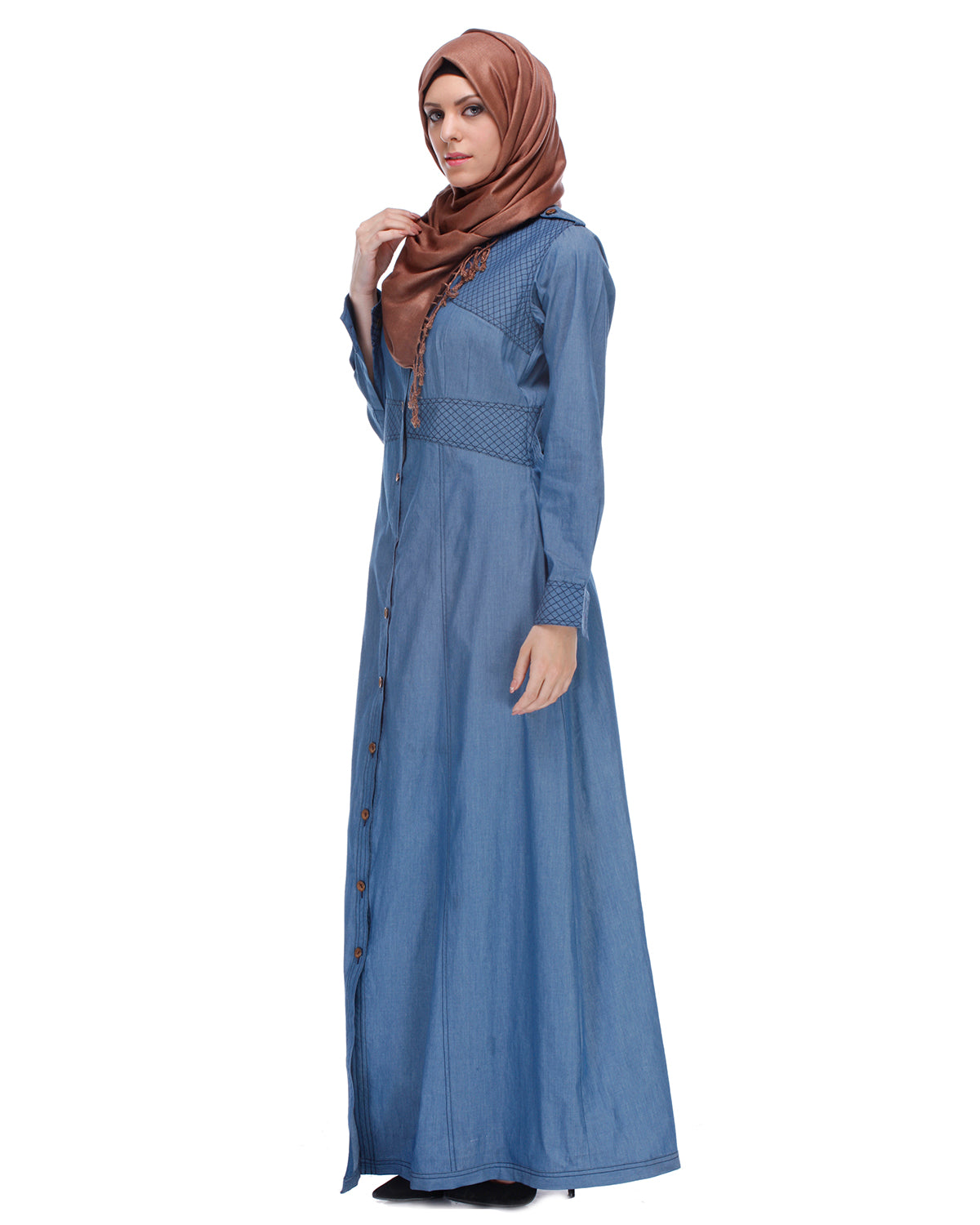 Classic Collared Denim Abaya