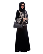 Black Abaya With Net Embroidered Sleeves