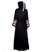 Black Abaya With Net Embroidered Sleeves