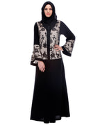 Black Abaya With Net Embroidered Sleeves