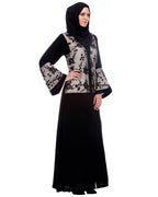 Black Abaya With Net Embroidered Sleeves