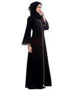 Classic Black Abaya With Golden Zari Embroidery