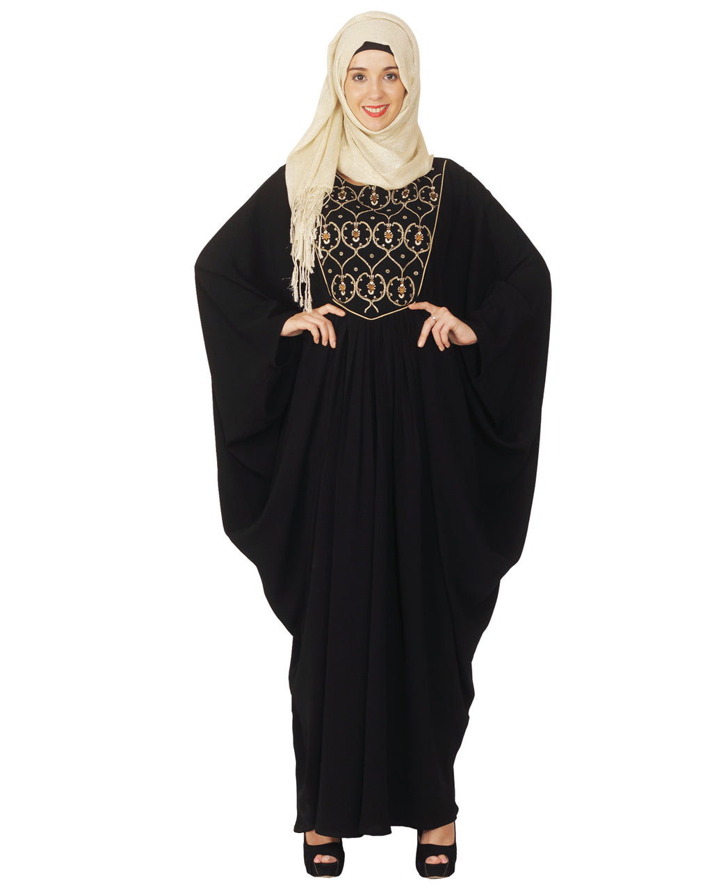 Black Kaftan with Zari Embroidery
