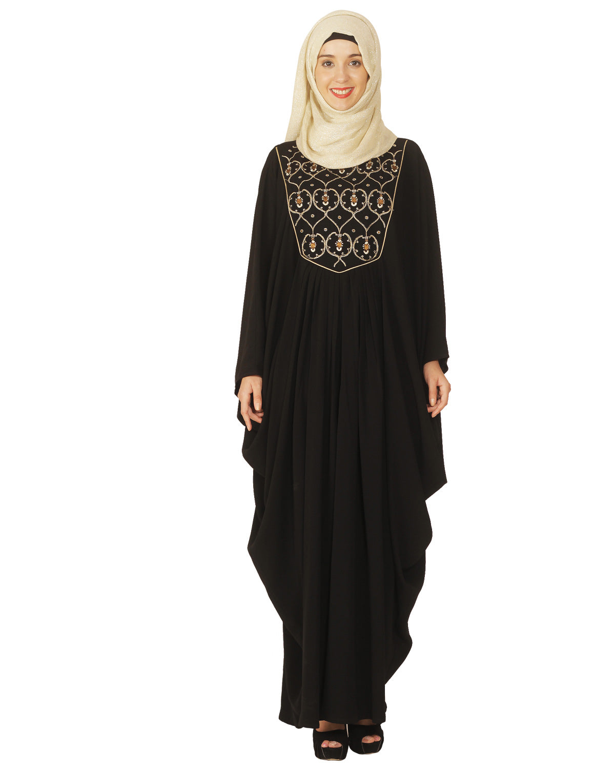 Black Kaftan with Zari Embroidery