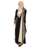 Black Kaftan with Striped Border