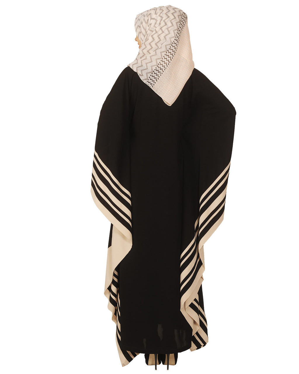 Black Kaftan with Striped Border