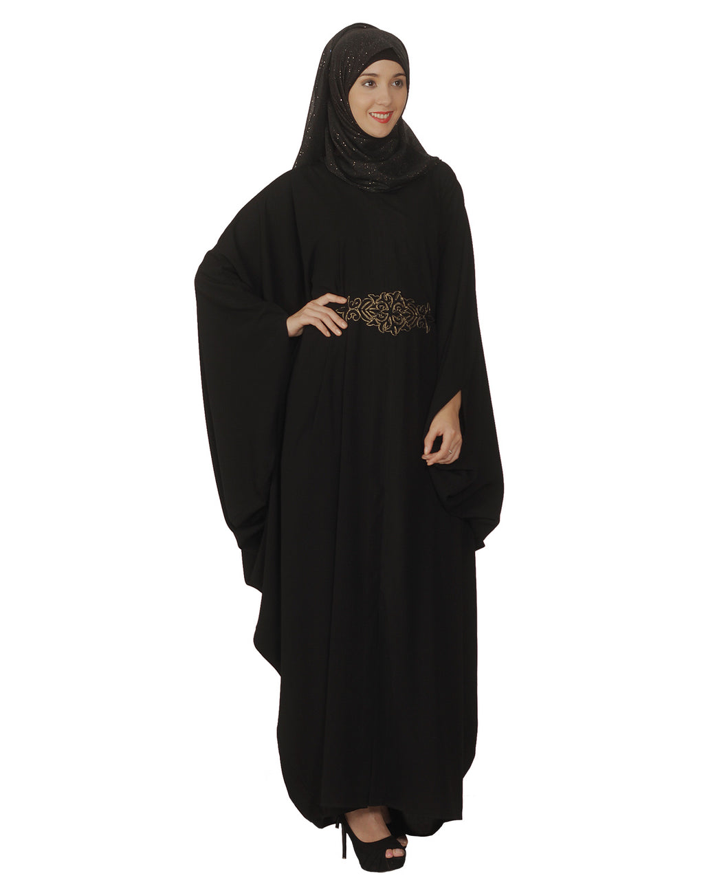 Black Kaftan with Embroidered Belt