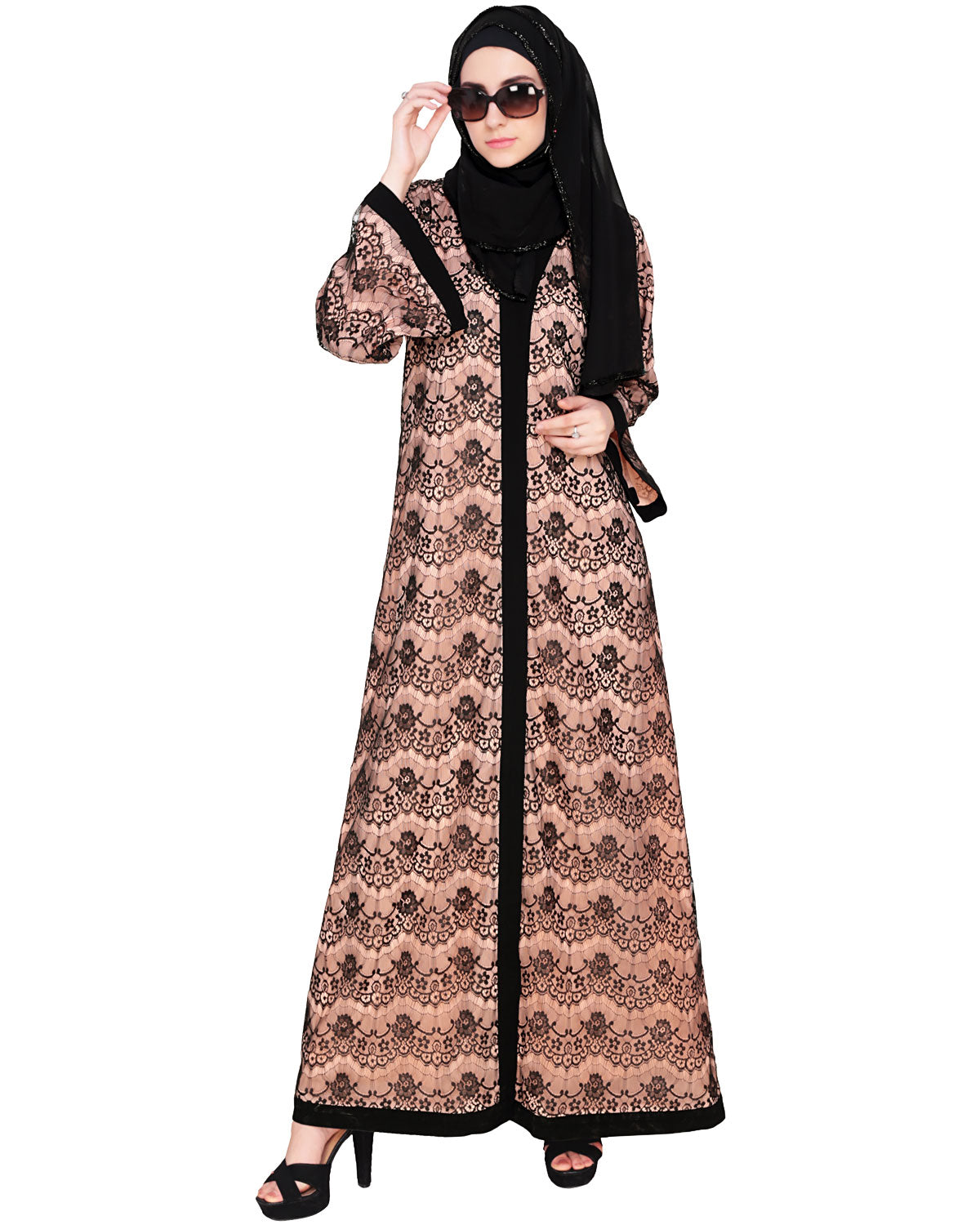 Double Layer Laced Abaya