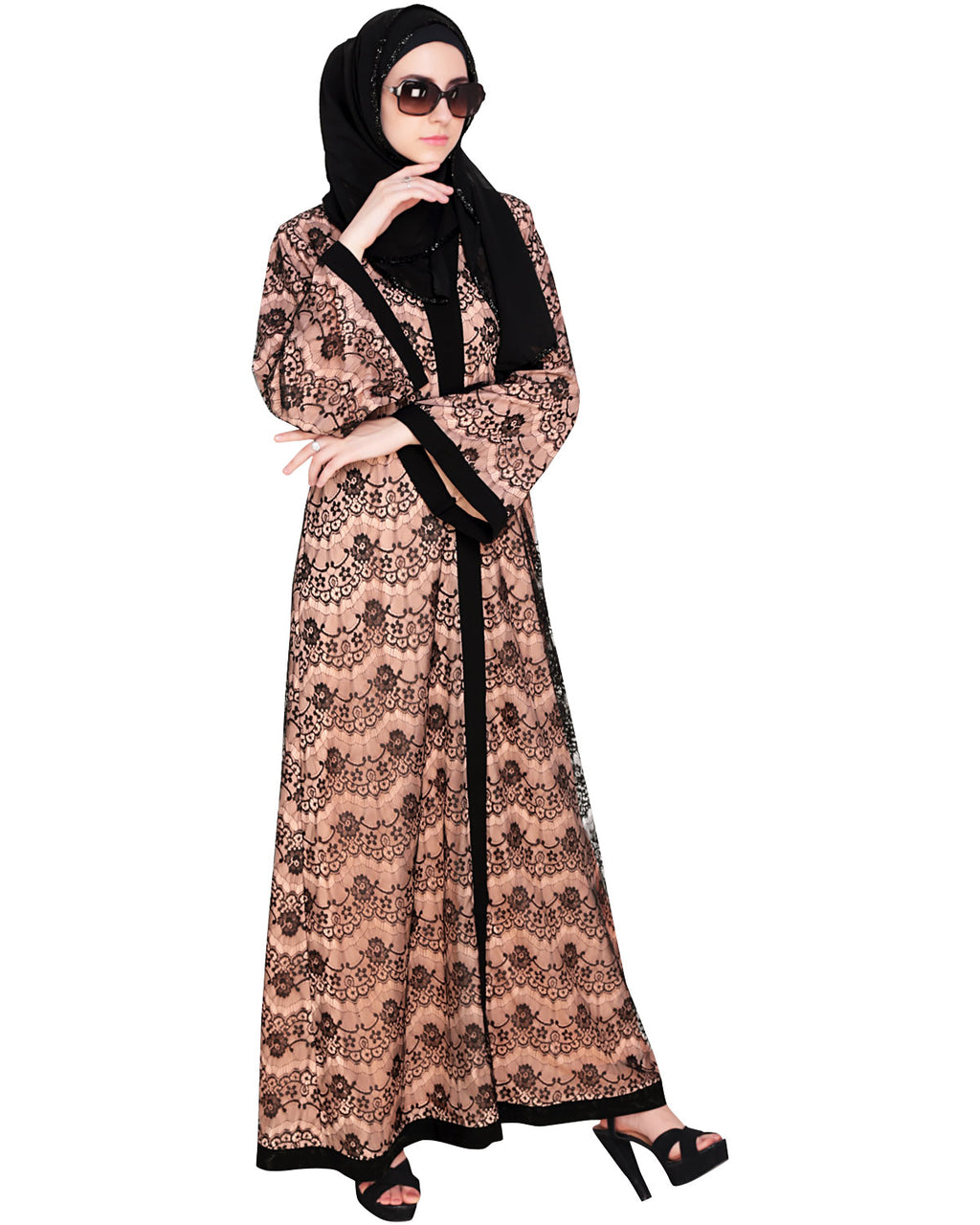 Double Layer Laced Abaya