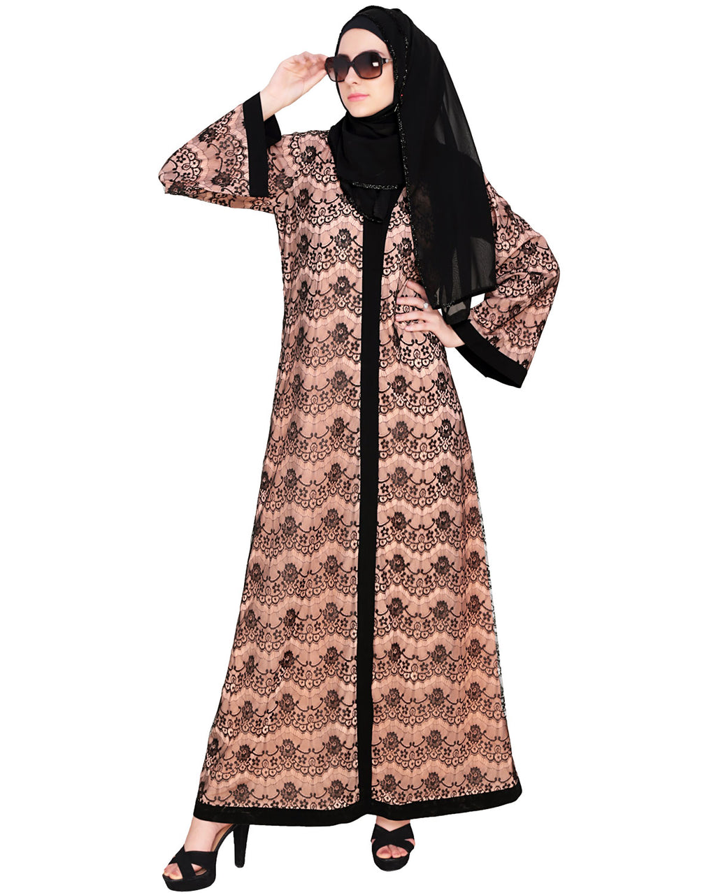 Double Layer Laced Abaya