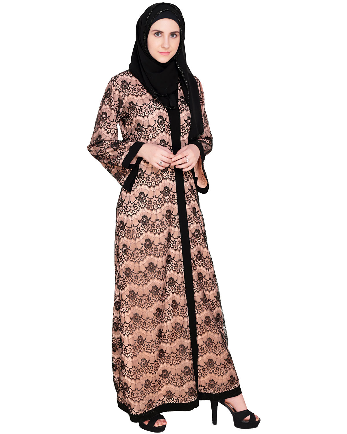 Double Layer Laced Abaya