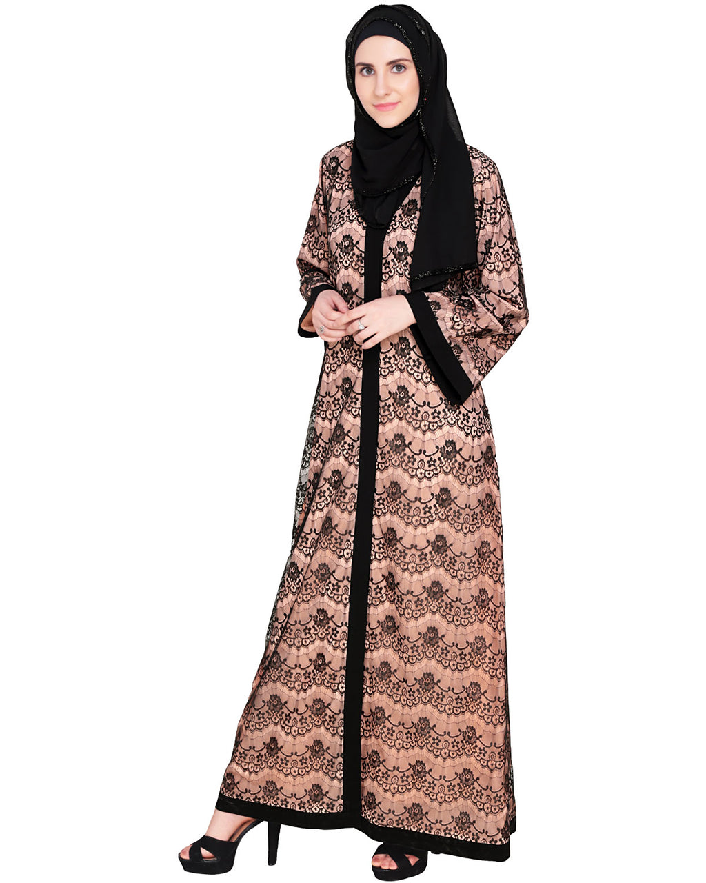 Double Layer Laced Abaya