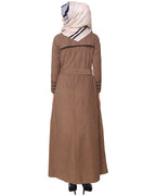 Brown Coat Abaya with Overlap Panel