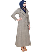 Cream & Brown Jacket Abaya
