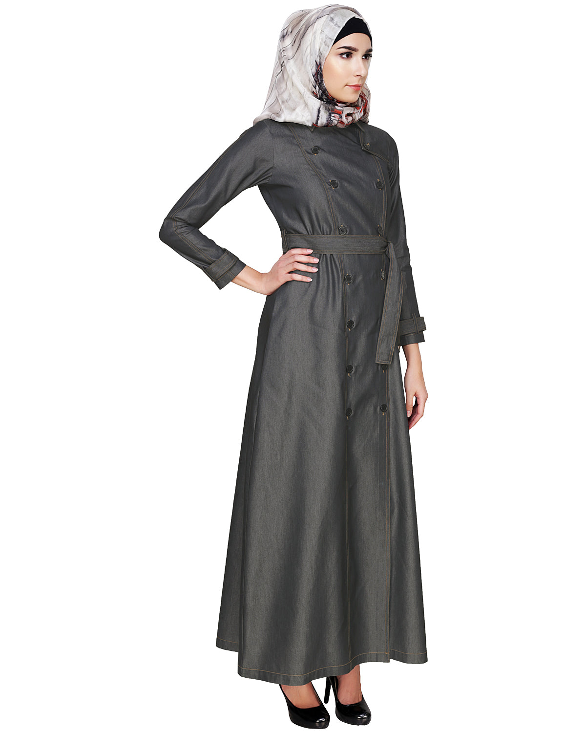 Black Denim Designer Abaya