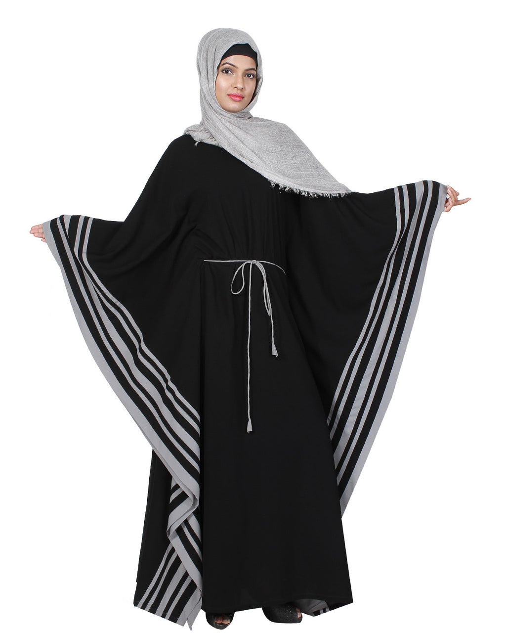 Black Kaftan with Striped Border