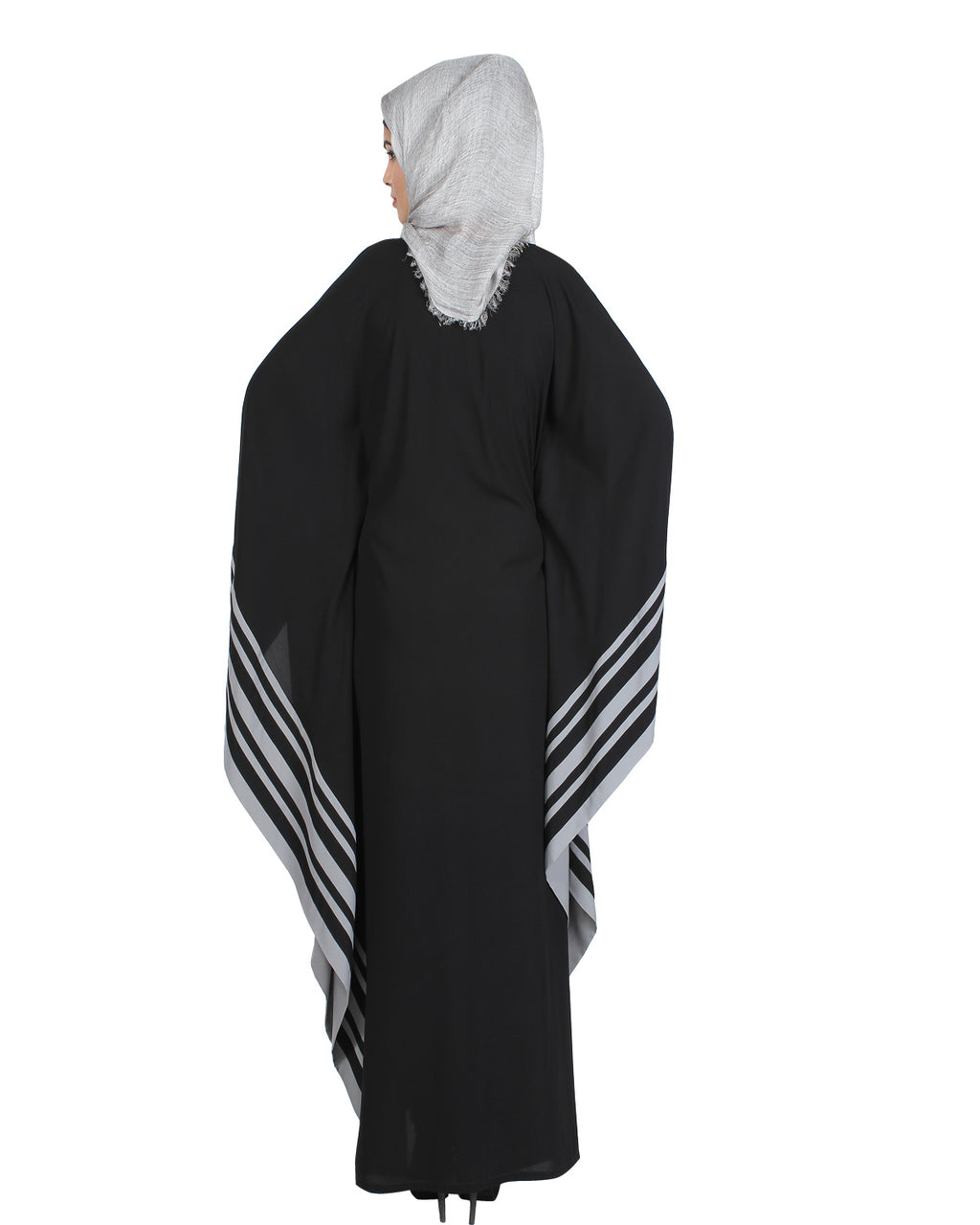 Black Kaftan with Striped Border