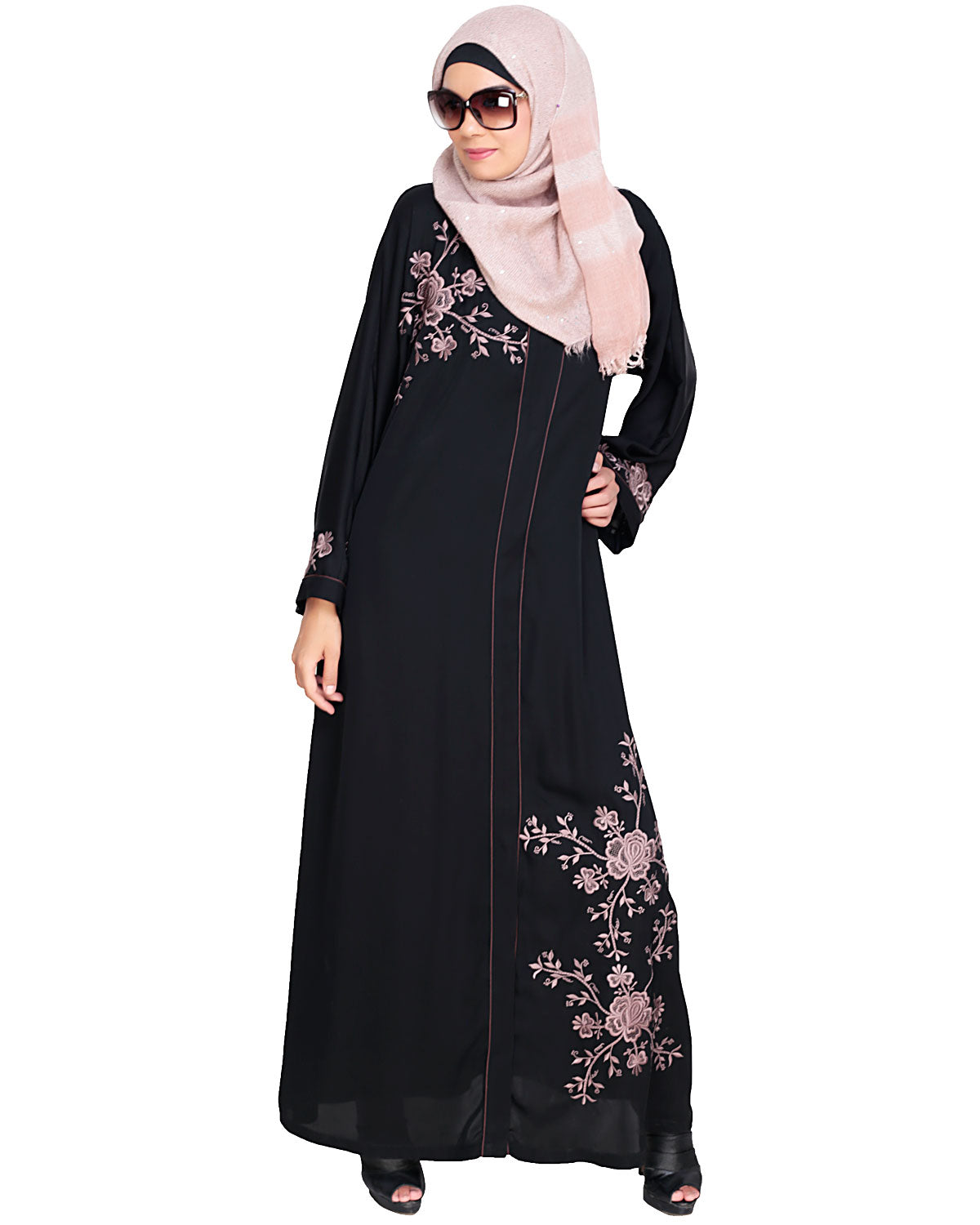 Botanical Embroidered Dubai Style Abaya