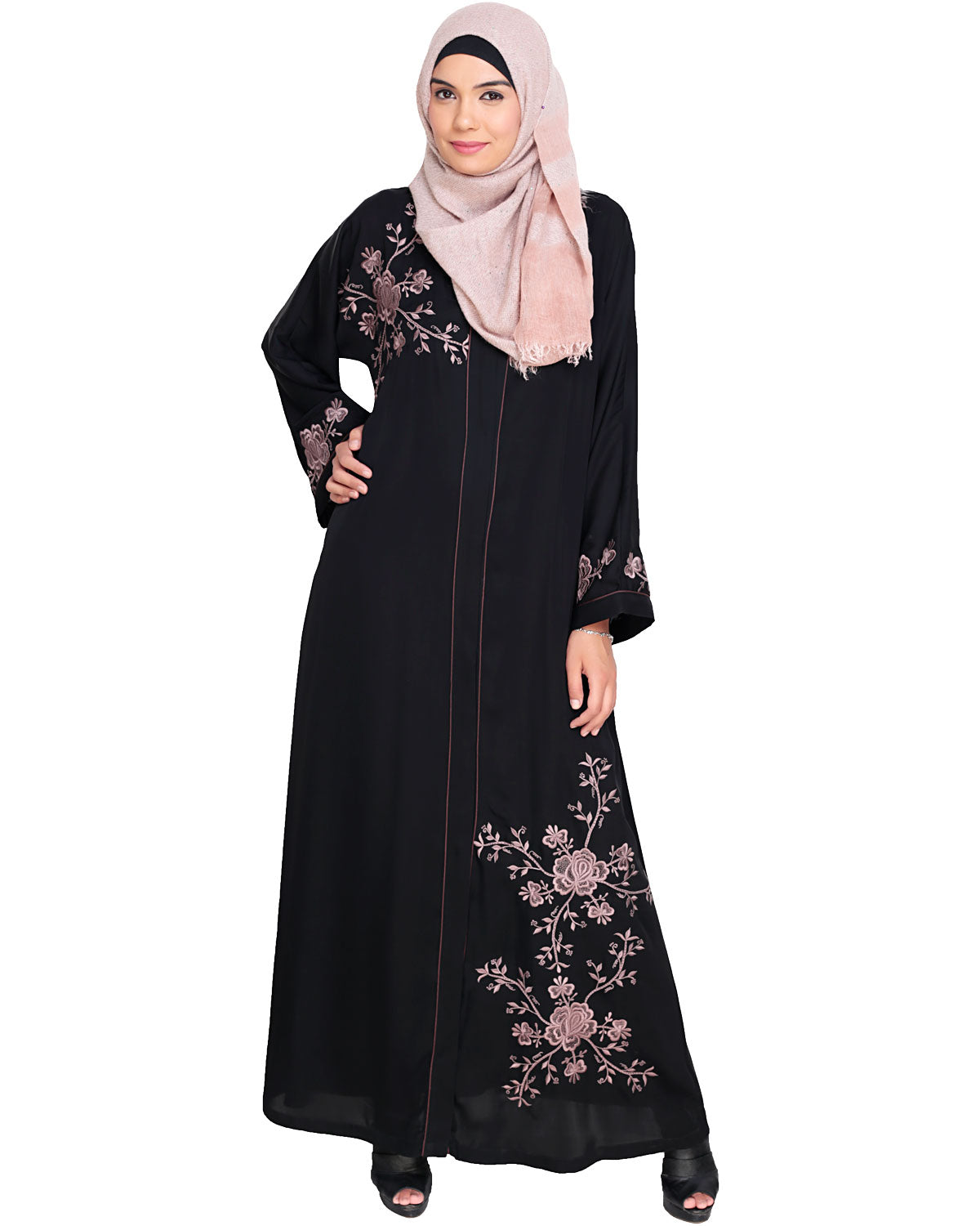 Botanical Embroidered Dubai Style Abaya