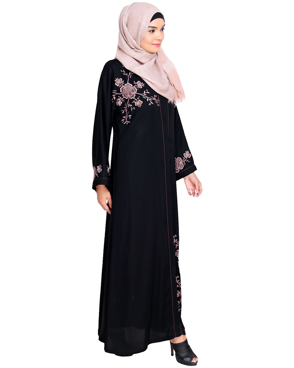 Botanical Embroidered Dubai Style Abaya