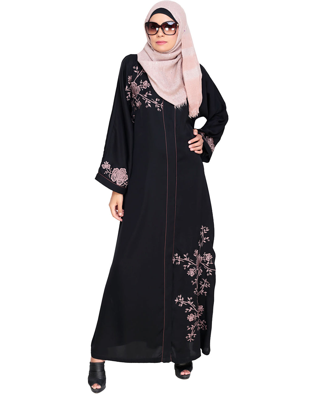 Botanical Embroidered Dubai Style Abaya
