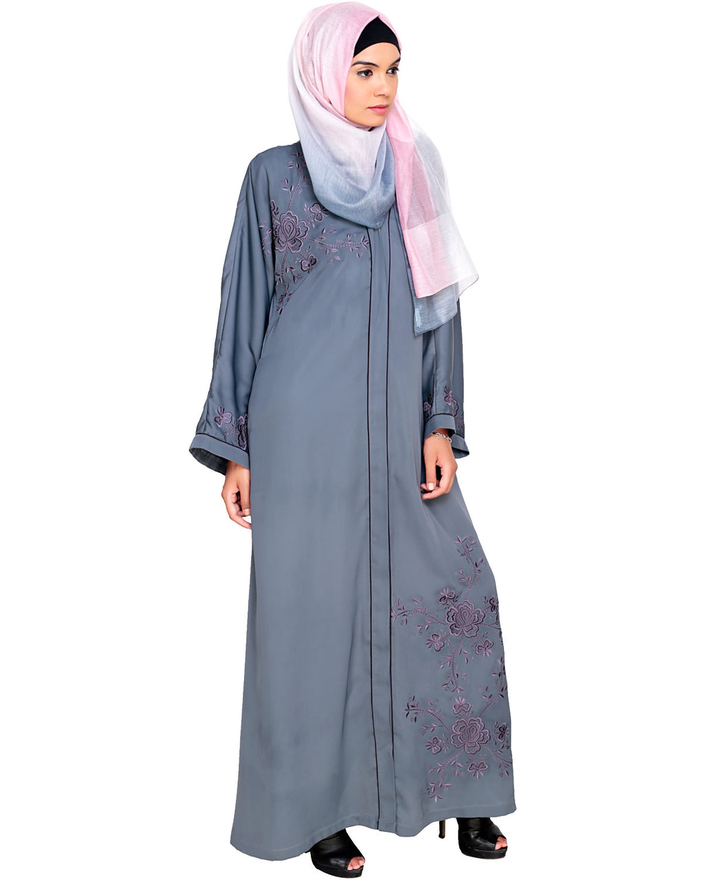 Botanical Embroidered Dubai Style Abaya