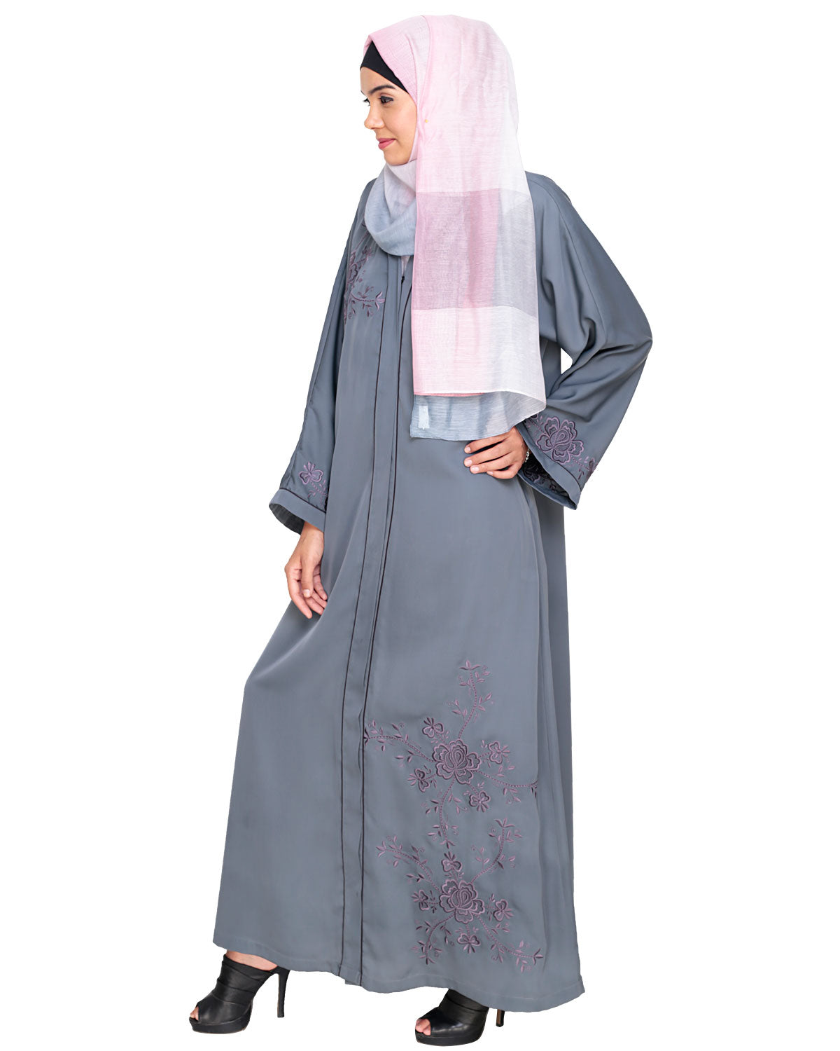 Botanical Embroidered Dubai Style Abaya