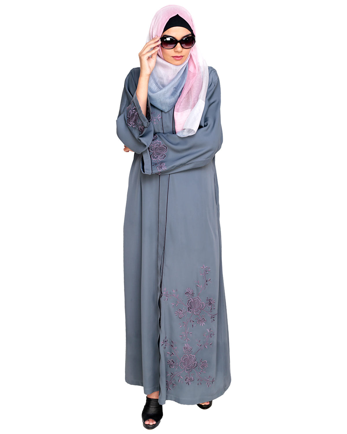 Botanical Embroidered Dubai Style Abaya