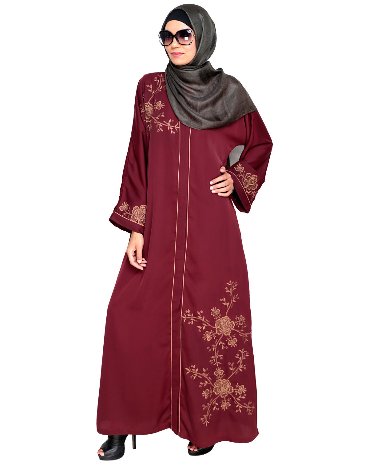 Botanical Embroidered Dubai Style Abaya