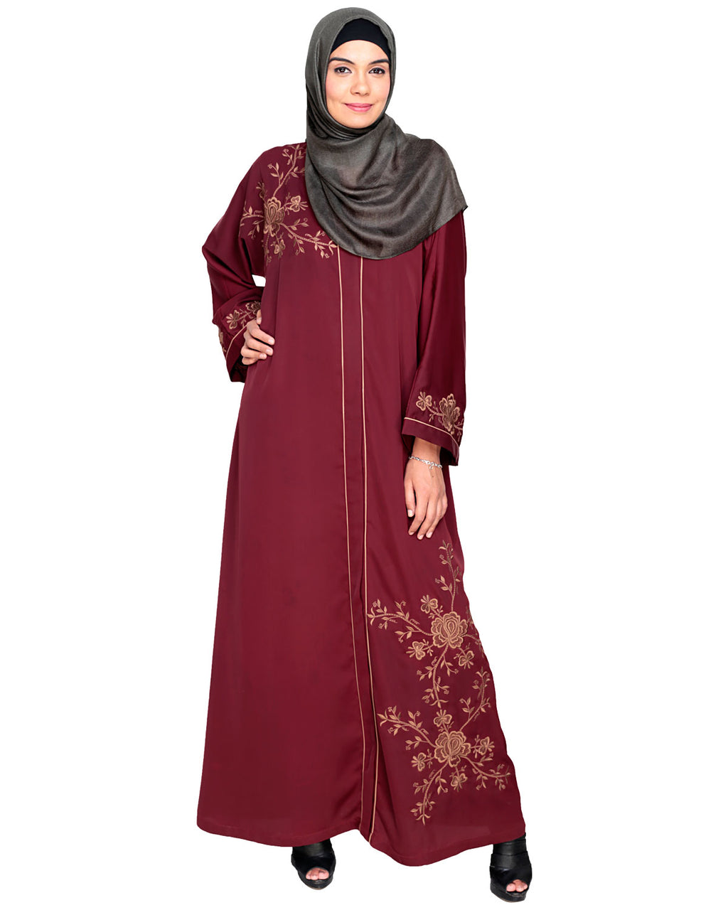 Botanical Embroidered Dubai Style Abaya