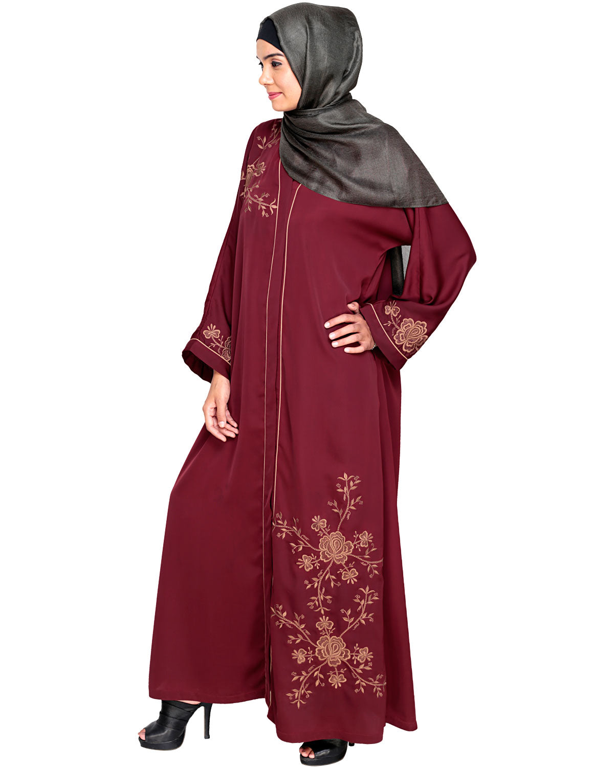 Botanical Embroidered Dubai Style Abaya