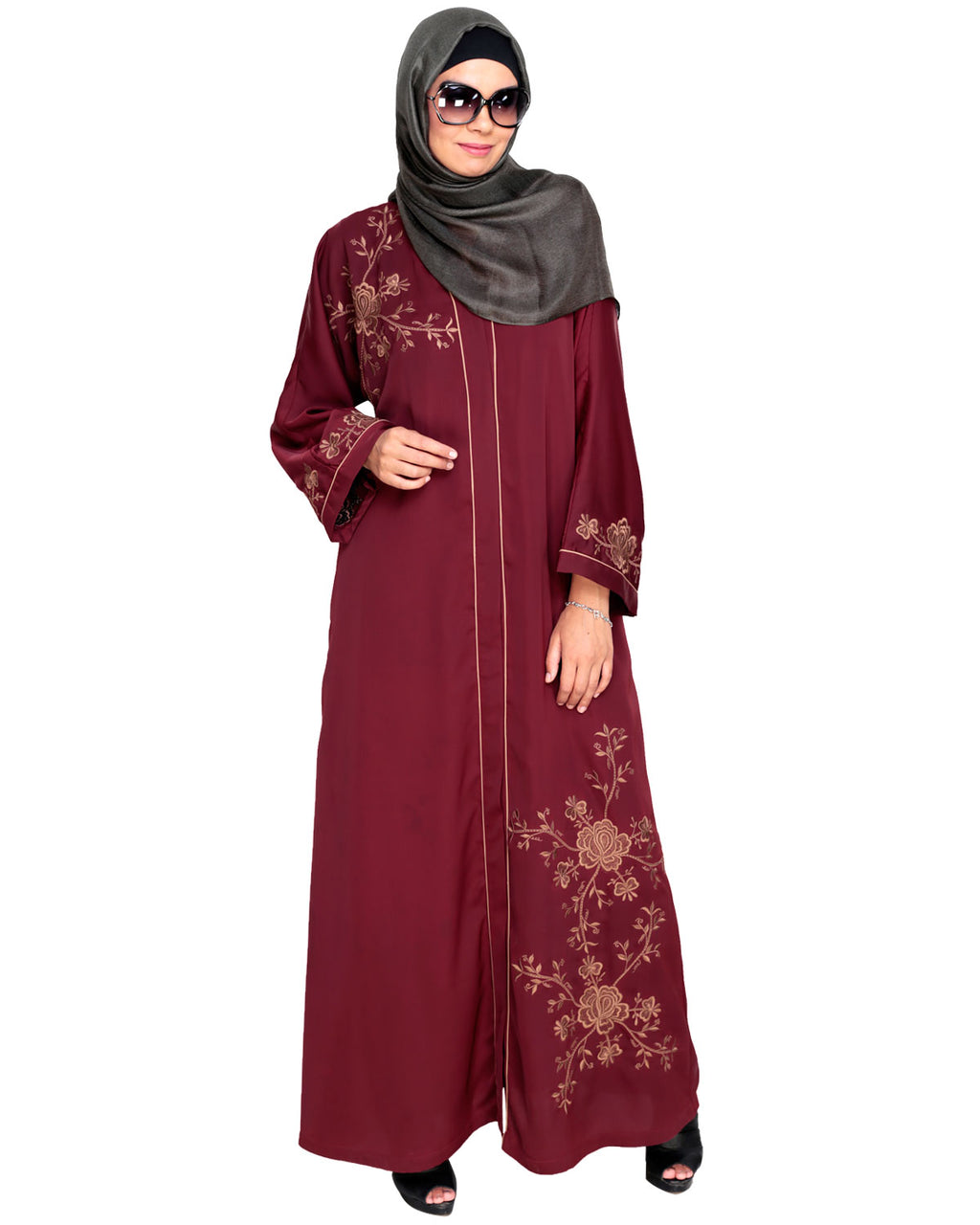 Botanical Embroidered Dubai Style Abaya