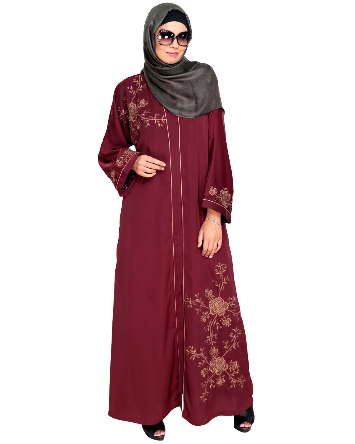 Botanical Embroidered Dubai Style Abaya
