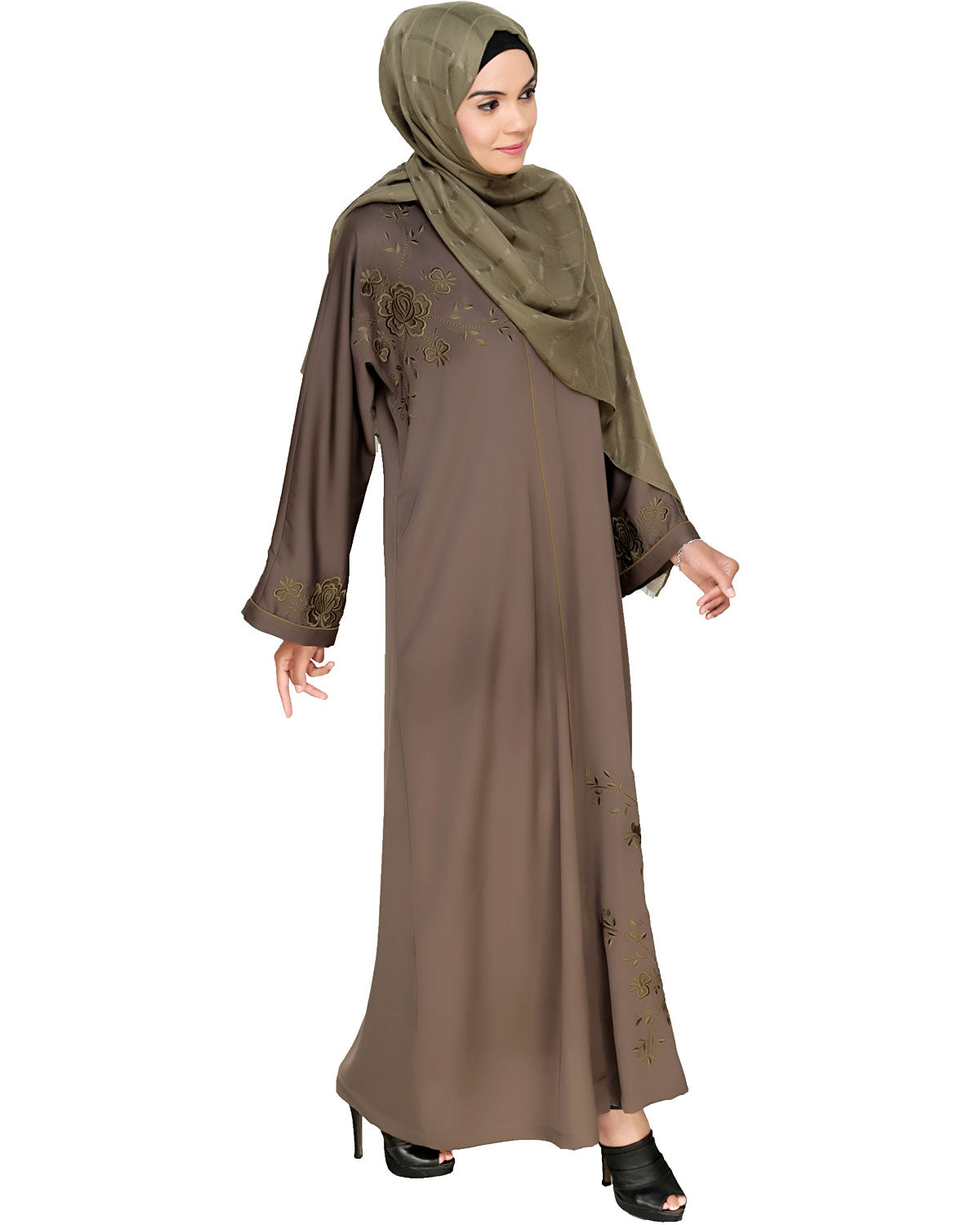 Botanical Embroidered Dubai Style Abaya