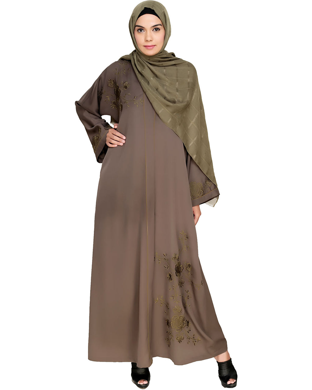 Botanical Embroidered Dubai Style Abaya