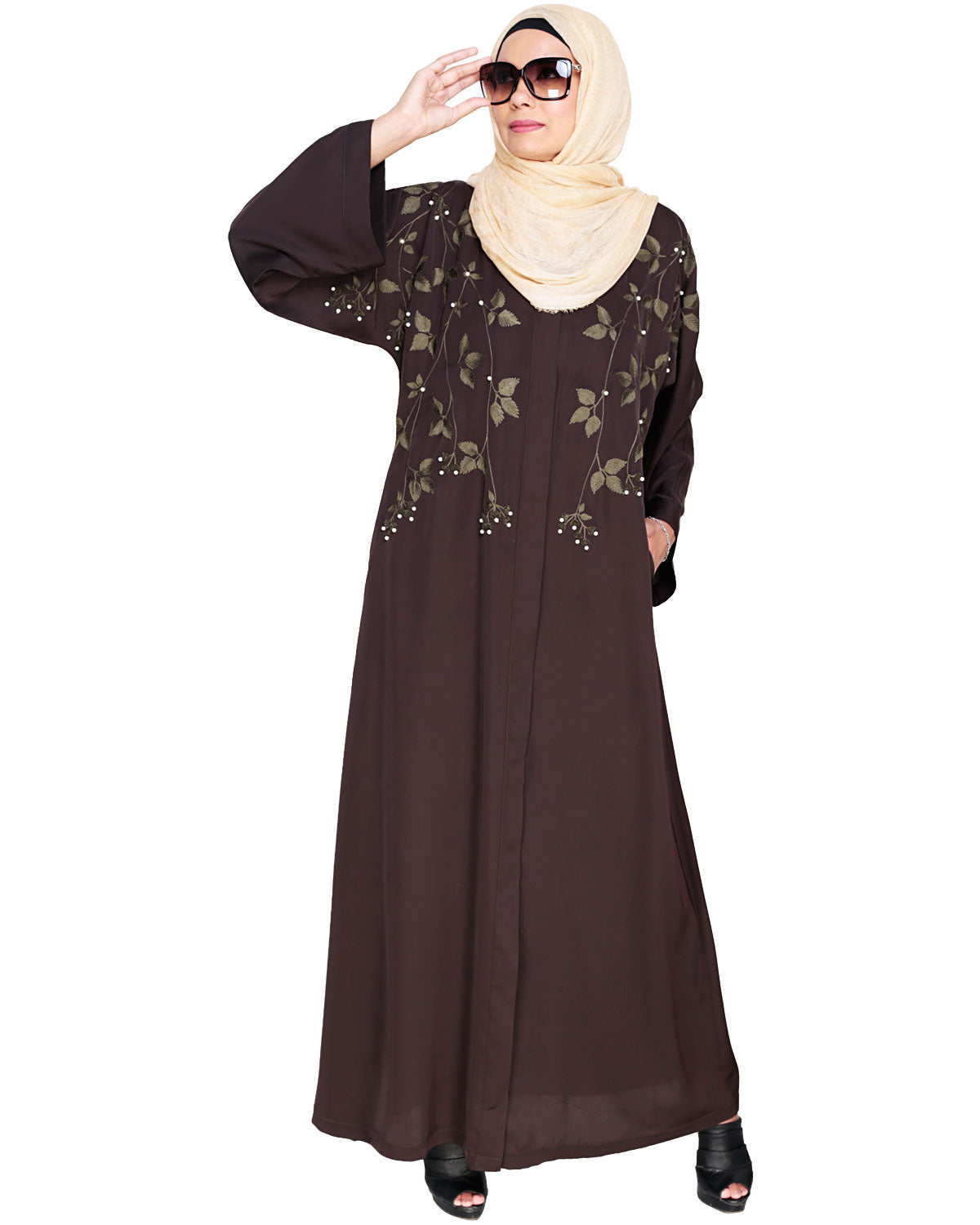 Pearl and Flora Embroidered Dubai Style Abaya