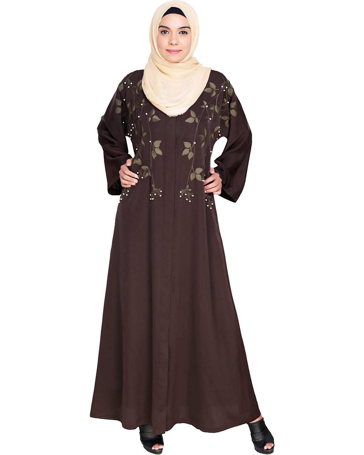 Pearl and Flora Embroidered Dubai Style Abaya