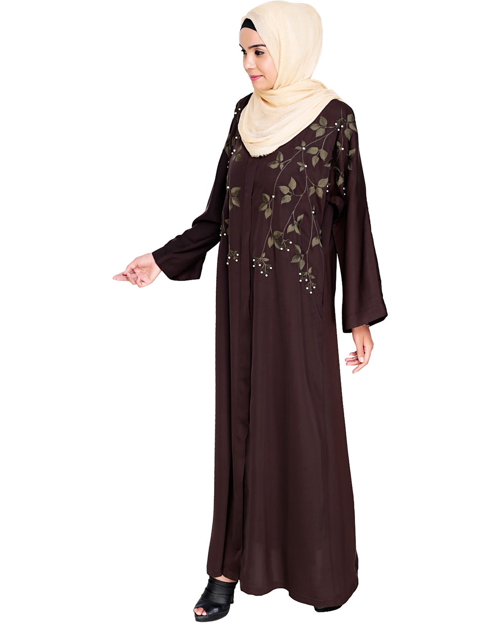 Pearl and Flora Embroidered Dubai Style Abaya