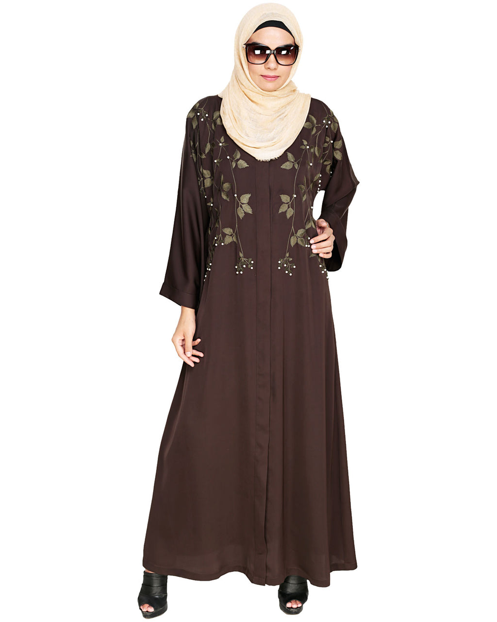 Pearl and Flora Embroidered Dubai Style Abaya