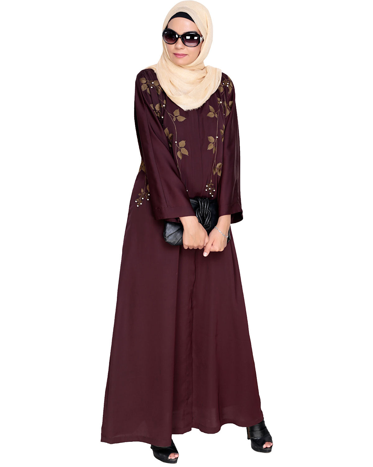 Pearl and Flora Embroidered Dubai Style Abaya