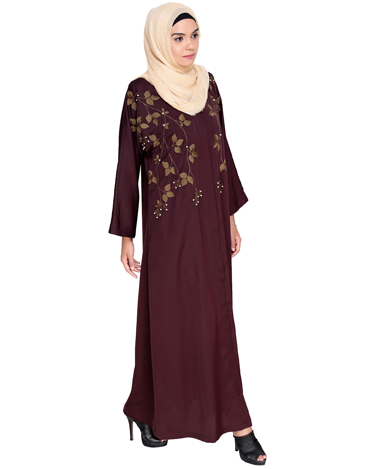 Pearl and Flora Embroidered Dubai Style Abaya