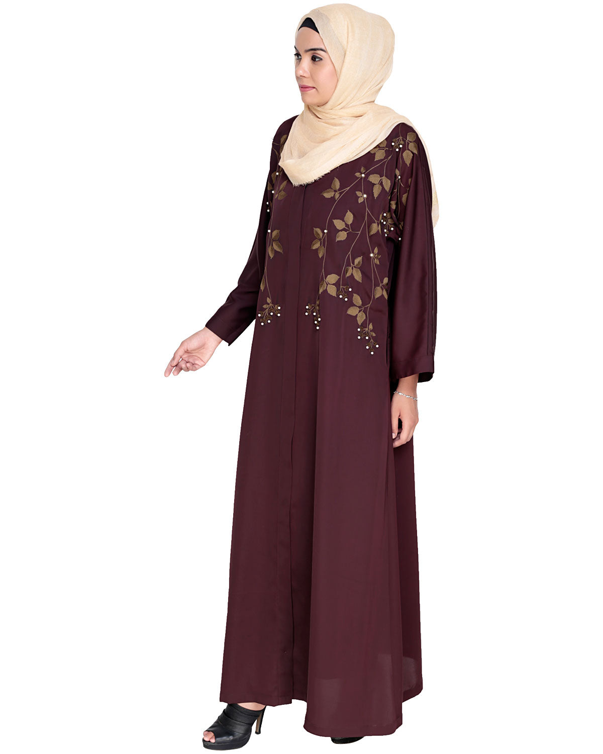 Pearl and Flora Embroidered Dubai Style Abaya