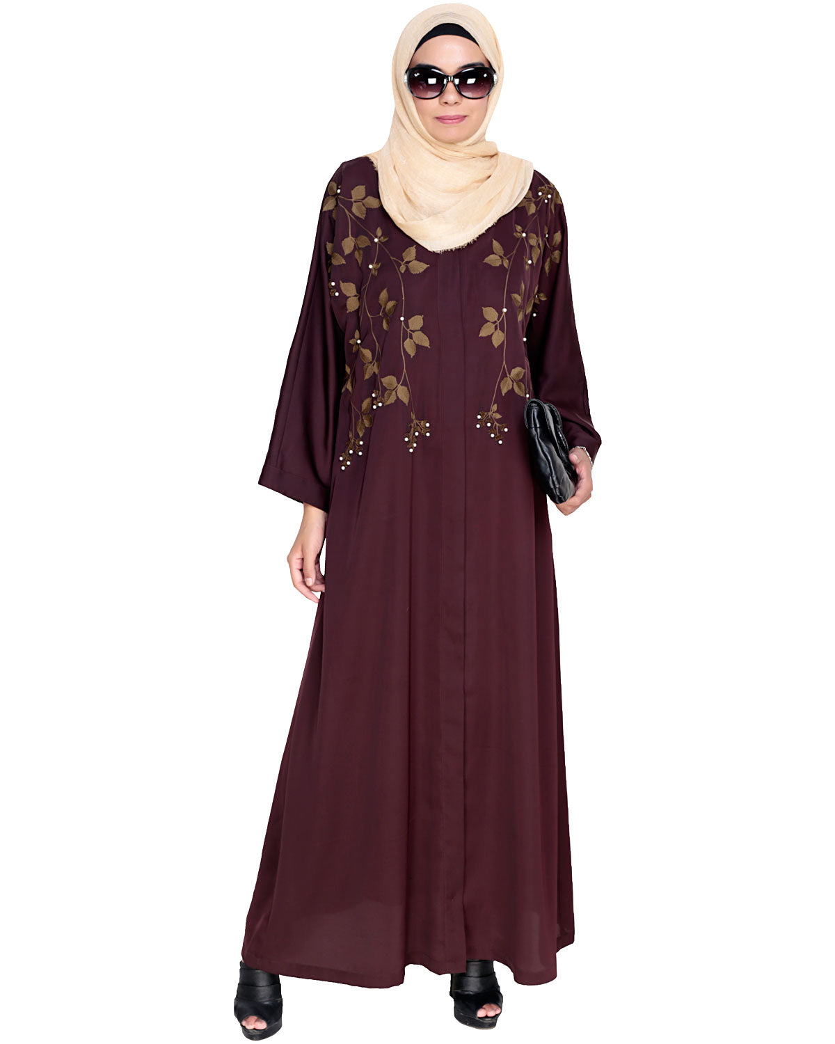 Pearl and Flora Embroidered Dubai Style Abaya