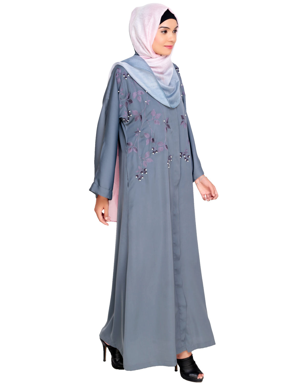 Pearl and Flora Embroidered Dubai Style Abaya