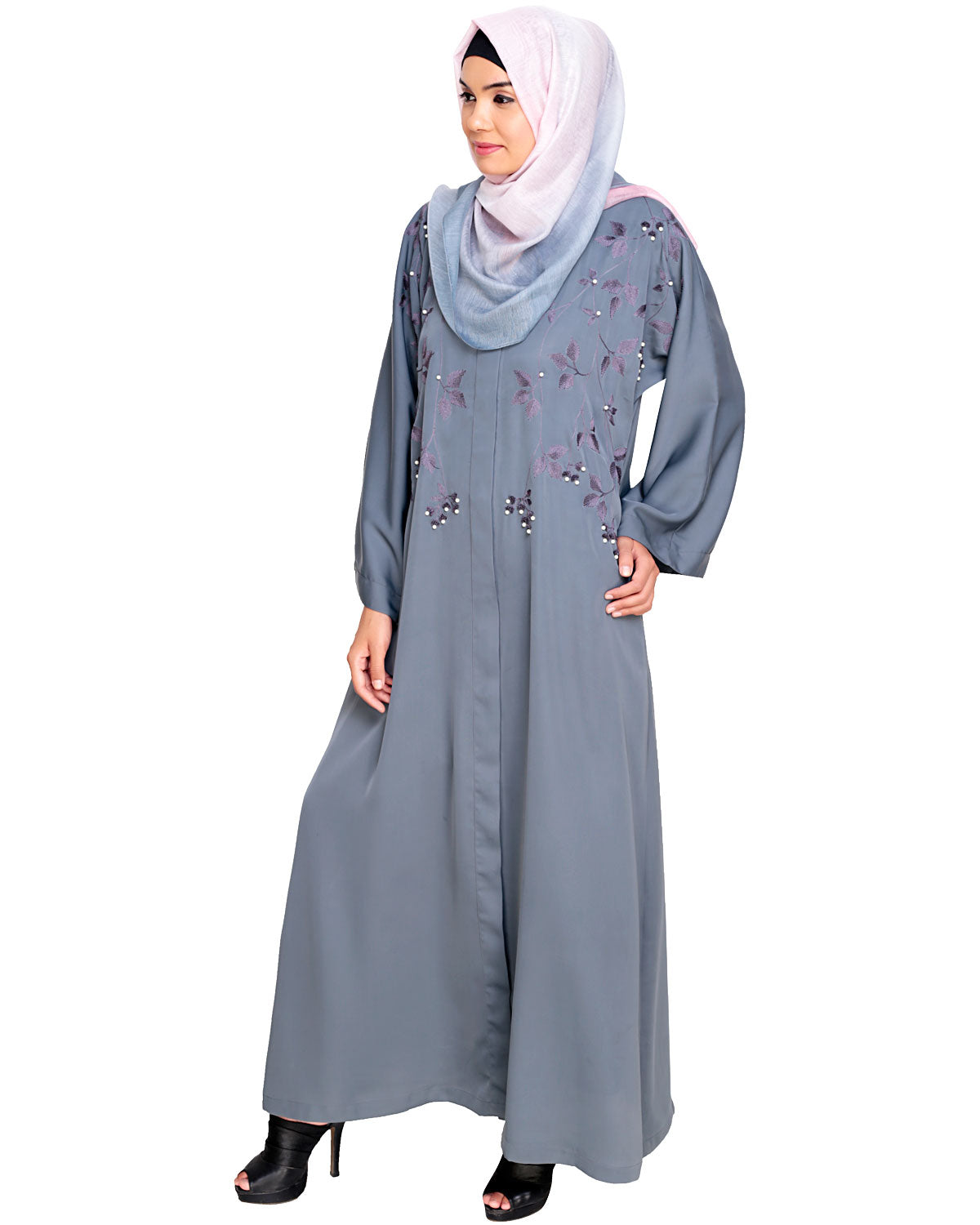 Pearl and Flora Embroidered Dubai Style Abaya