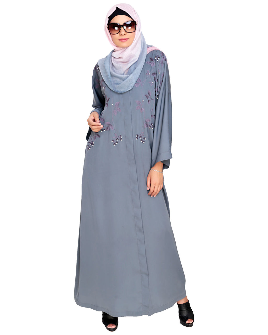 Pearl and Flora Embroidered Dubai Style Abaya